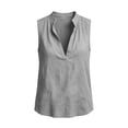 thumbnail image 5 of Aezemi Women Cotton Linen Tank Top, Collared V Neck Summer Beach Vacation Shirts, Fashion Sleeveless Lightweight Tunic Tops, 5 of 6