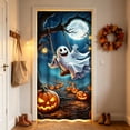 thumbnail image 5 of Halloween Ghost Door Cover,Cute Ghost Photography Backdrop Funny Pumpkin Moon for Halloween Front Door Wall Porch Sign Party Decorations, 5 of 6
