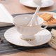 thumbnail image 5 of Juego de taza de café de porcelana, 180 ml, ribete dorado, diseño antideslizante, para uso diario en la cafetería de casa, 5 of 8