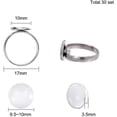 thumbnail image 3 of 30 Sets 10mm DIY Adjustable Ring Making Kits Stainless Steel Adjustable Finger Rings Components with Transparent Glass CabochonsTray Flat Round Finger Rings Components Findings, 3 of 8