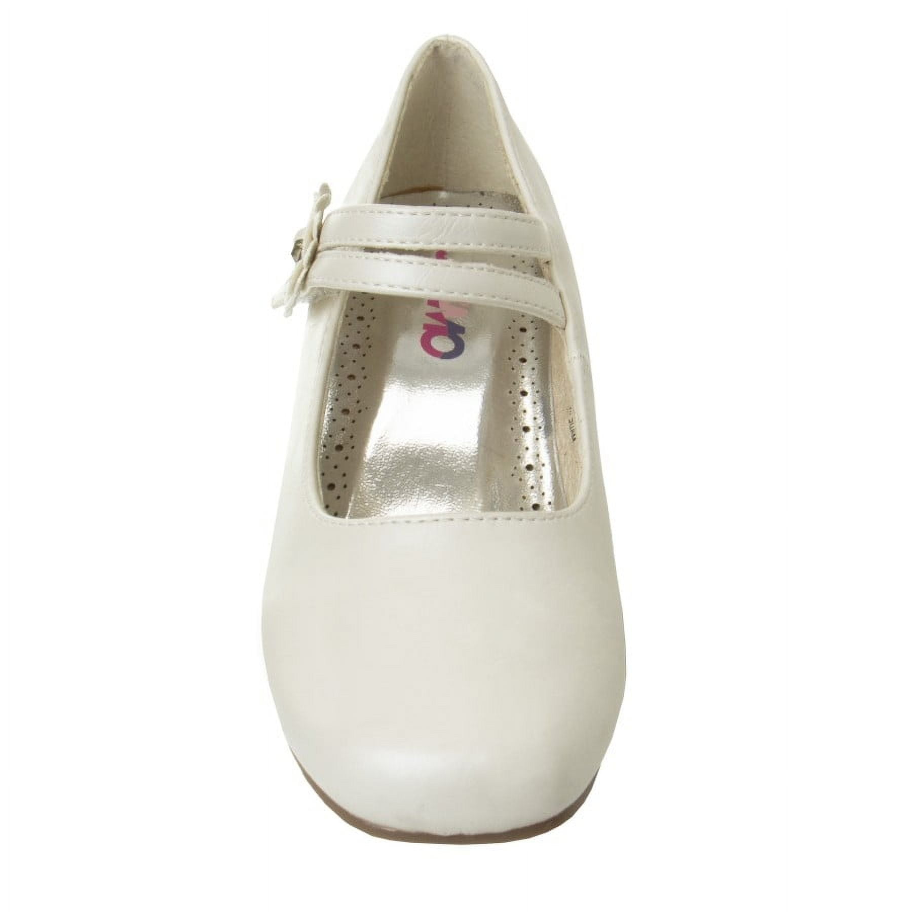 Josmo Girls Flower Mary Jane Dress Shoes. (Little Kids Big Kids)., Beige Pearl, 12