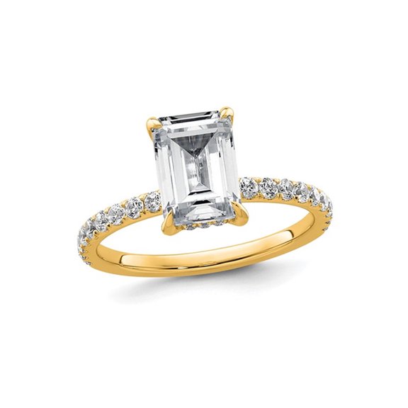 2.60 Carat (Ctw VS, F) Certified Lab-Grown Emerald-Cut Diamond Engagement Ring 14K Yellow Gold for Women