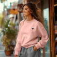 thumbnail image 4 of Dalix Butterfly Embroidery Relaxed Crewneck Sweatshirt Soft Fleece Fit Lounge Womens in Pink XS X-Small, 4 of 5