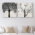 thumbnail image 2 of wall26 Canvas Print Wall Art Set Dark Tree &amp; Bird Silhouettes on Wood Rings Animals WildLife Illustrations Minimalism Chic Relax/Calm Multicolor for Living Room, Bedroom, Office - 12"x12&quo, 2 of 5