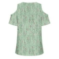 thumbnail image 4 of ALLLIST V-Neck Summer Tops for Women 2024 Short Sleeve Green Graphic T-Shirts Casual Cold Shoulder Spring Blouses, 4 of 4