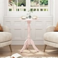 thumbnail image 4 of HLR Round Small End Table, Wooden Pedestal Side Coffee Table,  Vintage Accent Nightstand for Living Room, Entryway, Pink, 4 of 7