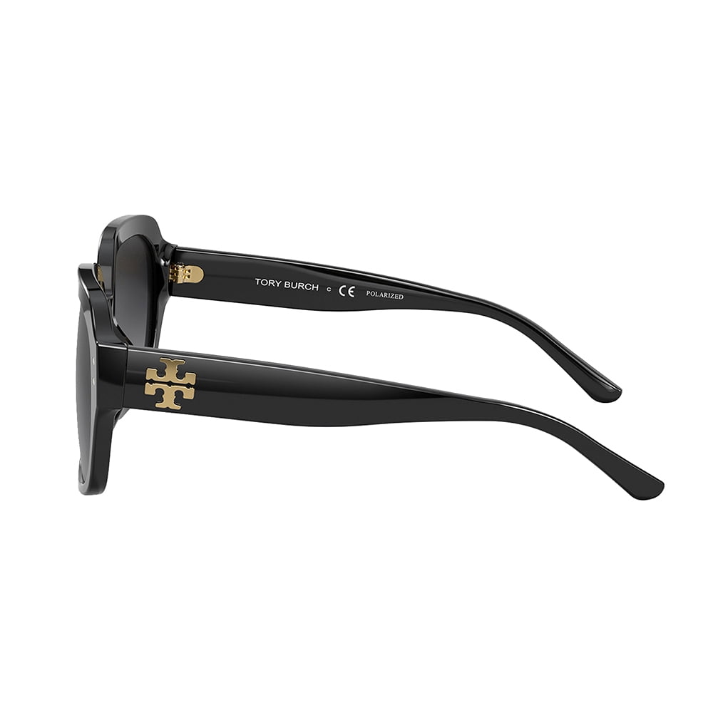 Tory Burch TY 7143U Plastic Womens Square Polarized Optical Sunglasses Black 56mm Adult