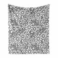 thumbnail image 1 of Floral Soft Flannel Fleece Throw Blanket, Top View Illustration of Overlapping of Flowers and Leaves, Cozy Plush for Indoor and Outdoor Use, 50" x 70", Charcoal Grey White, by Ambesonne, 1 of 5