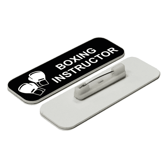 Boxing Instructor 1 x 3" Name Tag/Badge, Black, (3 Pack)