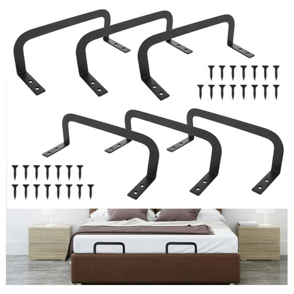 6 Pcs Mattress Retainer Bar, Anti-Slide Mattress Stoppers - Keep Mattress from Sliding, Holders for Bed Frames, Adjustable Beds, RV & Platform Beds - Black Metal