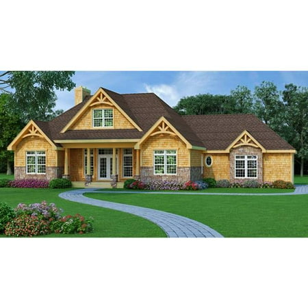 The House Designers: THD-9233 Builder-Ready Blueprints to Build a Craftsman Lake House Plan with Slab Foundation (5 Printed Sets)