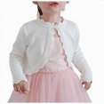 thumbnail image 2 of WXFAZCVU Girls Cropped Cardigan Ruffle Long Sleeve One Button Knit Sweaters School Clothes Size 9-10 Years, 2 of 3