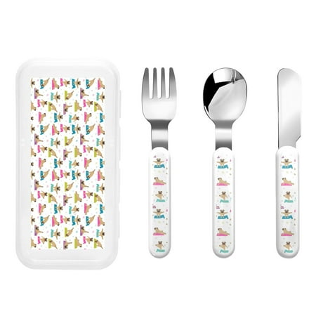 

Qokaie Yoga Dogs Poses for Stainless Steel Kids Silverware Set - Children’s Utensil Set - Children s Knife Fork And Spoon Set
