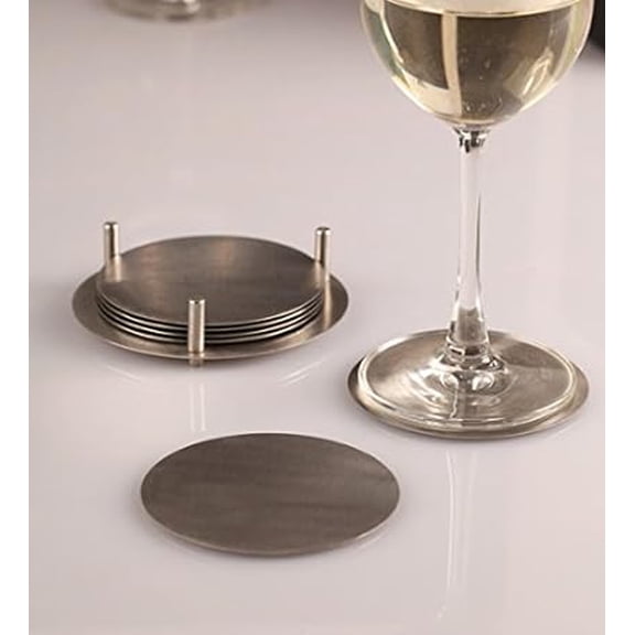 iKonbi Stainless Steel Round Coaster Set of 6