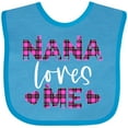 thumbnail image 3 of Inktastic My Nana Loves Me Hearts in Pink Plaid Boys or Girls Baby Bib, 3 of 4