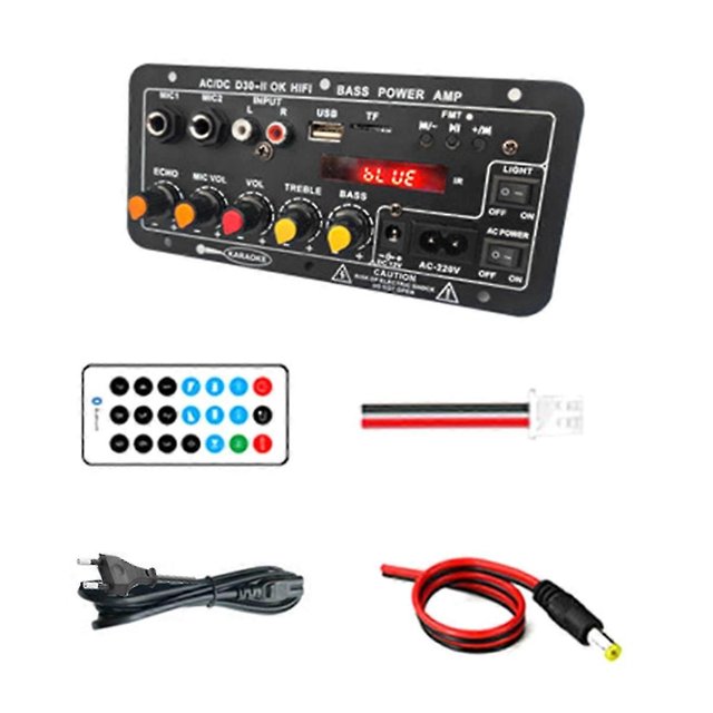 12V Digital Bluetooth Amplifier Board Subwoofer Dual Microphone Karaoke Amp Speaker Home Theater