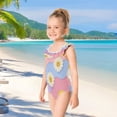 thumbnail image 5 of Girls Ruffle One Piece Swimsuit, Stretchy Fabric for Beach & Pool Activities Cute Adorable Smiling Daisies, 5 of 8