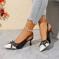 thumbnail image 5 of Women's Slingback Pumps Bow Pointed Toe Pumps with Elasticated Strap Pumps Mid Heels Evening Comfortable Dress Shoes Open Back Sandals, 5 of 9