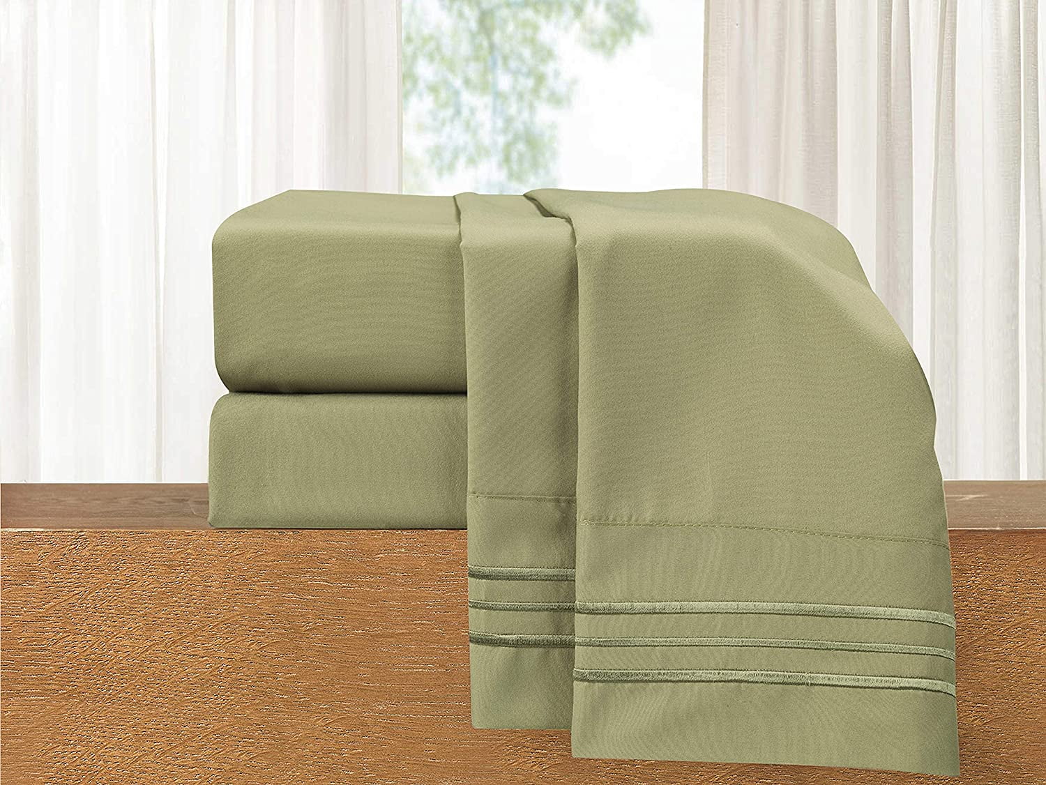 Elegant Comfort 4-Piece Microfiber Sheet Set, Deep Pocket, Wrinkle Resistant & Fade Resistant California King, Midnight Onyx