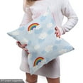 thumbnail image 5 of Ambesonne Weather Fabric by the Yard Upholstery, Cartoon Happy Cloud Rain, 5 Yards, White Pale Ceil Blue, 5 of 5