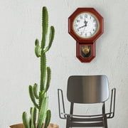 Wall Clock, Imitation Wood Plastic Regulator Clock with Pendulum, Rufous