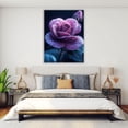 thumbnail image 4 of Mudket Purple Rose with Dew Drops Canvas Wall Art, flower poster, Framed Floral Print, Romantic Wall Decor for Bedroom, Ready to Hang - 12"L x 8"W, 4 of 10
