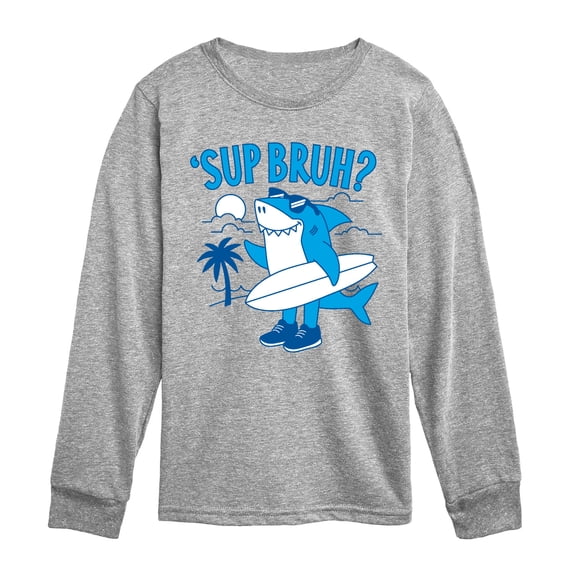 Instant Message - Sup Bruh Shark Long Sleeve Graphic T-Shirt