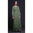 thumbnail image 4 of Bimba Moss Georgette Stripe Feather Printed Womenâ€™s Long Sleeve MaxiÂ&nbsp;DressÂ&nbsp;Elastic Waist Gown-X-Large, 4 of 5