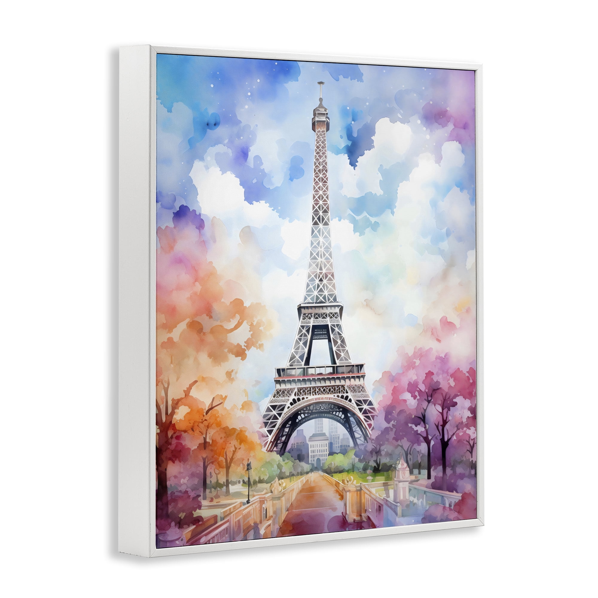 Stupell Industries Pastel Paris Springtime Tower White Framed Giclee Art, design by Creative Studio