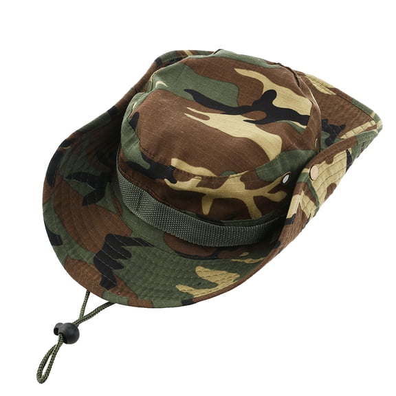 FONDOTIN Outdoor Boonie Hat Wide Brim Green Camouflage Cotton Polyester for Hiking and Hunting