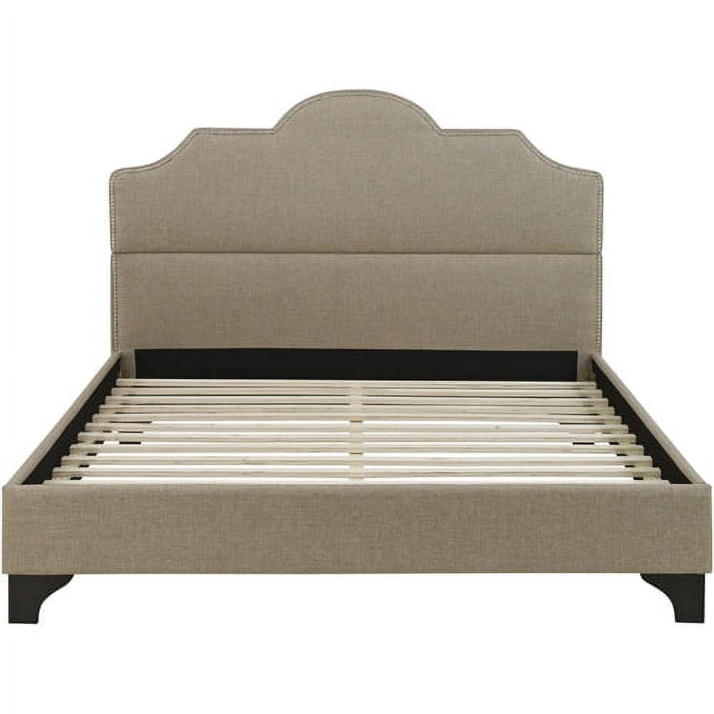 Premier Jordan Full Upholstered Platform Bed Frame, Taupe with Bonus Base Wooden Slat System