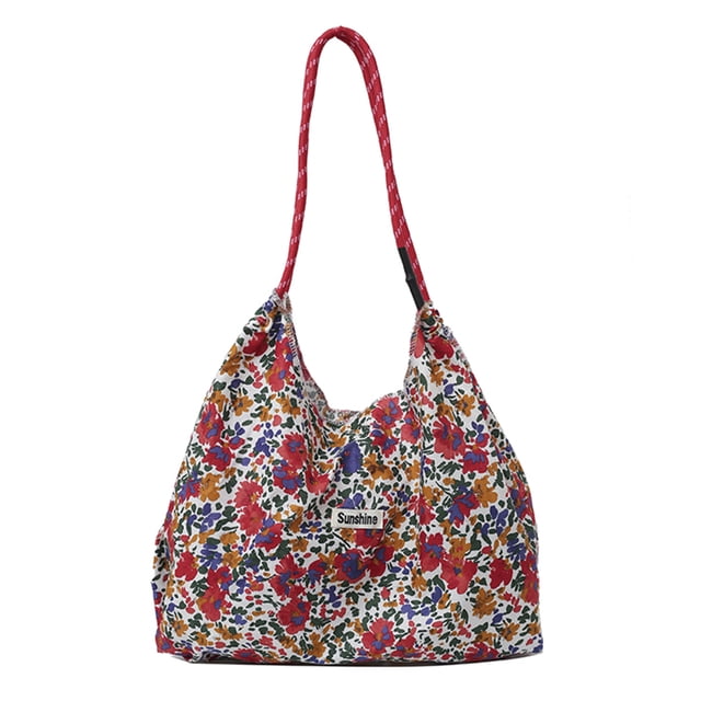 Bolso Hombro para Mujer Mano Floral Gran Capacidad Elegante Lona Moderno Fiesta Y