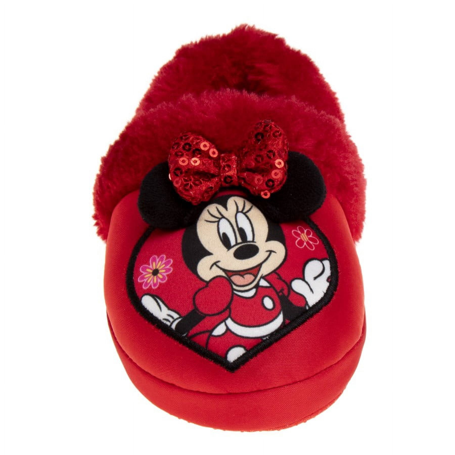 Disney Minnie Mouse "Fancy Minnie" Toddler Girls Dual Sizes Slippers, Red, 5-6