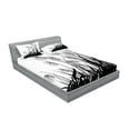 thumbnail image 2 of Ambesonne Nature Fitted Sheet & Pillow Sham Set, Bushes Wild Field, Queen, White Black, 2 of 2