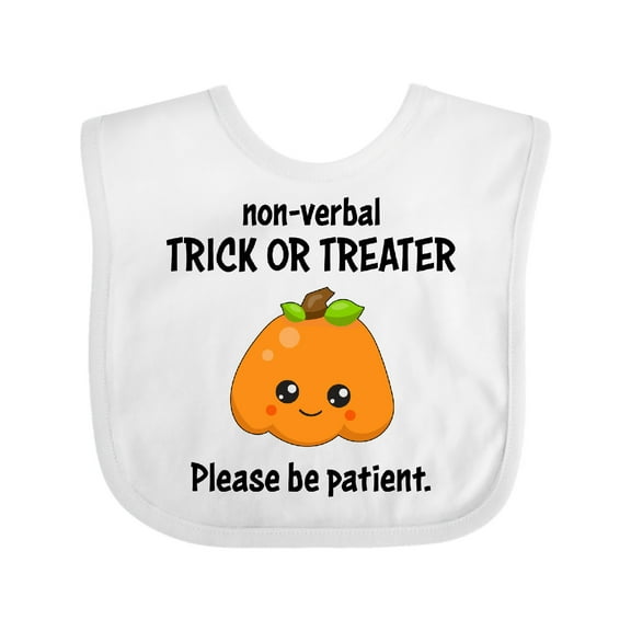 Inktastic Non-Verbal Trick or Treater with Cute Pumpkin Boys or Girls Baby Bib