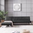 thumbnail image 2 of Modern Fold Out Sofa Bed with Chaise Lounge, 100'' x 66.14'' x 29.13'' Upholstery Sleeper Contemporary Soft PU Leather Chaise Couch Beds with Metal Legs and Hardwood Frame, 300lbs, S8873, 2 of 8