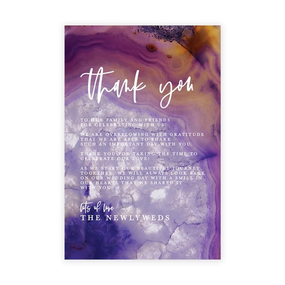 Koyal Wholesale Purple Agate Wedding Thank You Place Setting Cards for Table Reception, Dinner Plates, 56-Pack