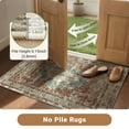 thumbnail image 2 of 9'x12' Area Rugs for Living Room, Machine Washable No-Pile Non-Slip Soft Vintage Rugs, Indoor Print Bohemian Distressed Carpet, Brick Red, 2 of 9