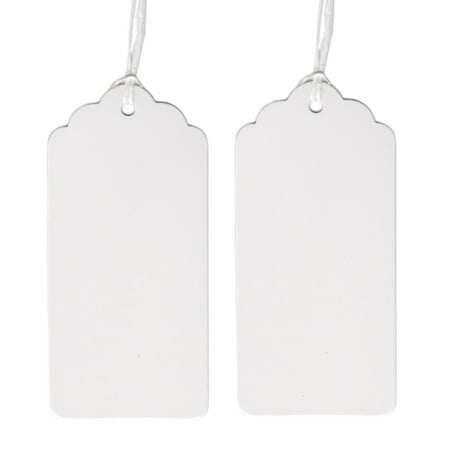 Dress My Cupcake 50-Pack Gift Hang Tag with String, Scallop White