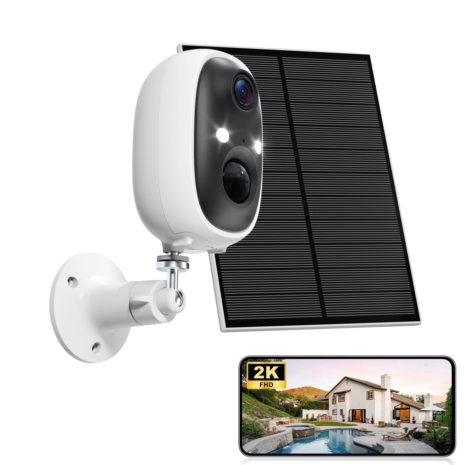 GBIUT 2K Solar Security Camera, 2.4G WiFi Wireless Outdoor Cameras for Home Security, Motion Detection, Color Night Vision, Waterproof
