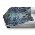 thumbnail image 3 of Ethnic Soft Flannel Fleece Throw Blanket, Grunge Style Tree Pattern Mandala and Spiral Shapes Blurry Artwork, Cozy Plush for Indoor and Outdoor Use, 70" x 90", Turquoise Brown, by Ambesonne, 3 of 6
