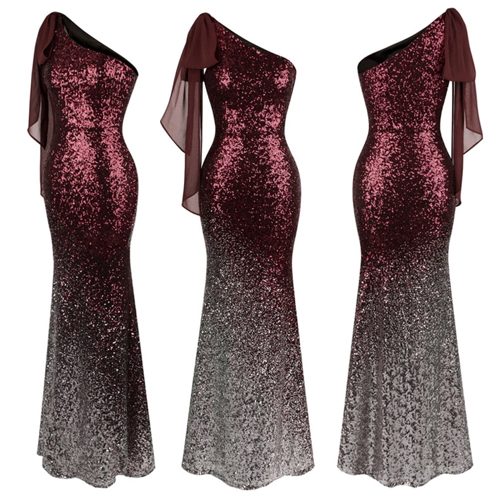 angel fashions women's asymmetric ribbon gradual sequin mermaid prom dress Angel-fashions Women's Asymmetric Ribbon Gradual Sequin Mermaid Prom Dress Vintage Elegant Formal Bodycon Dresses Evening Party Tube Top Prom Gown