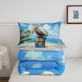 thumbnail image 5 of jejeloiu Coastal Pelican Twin Comforter Sets,Seaside Art Print Bedding Set For Boys,Blue White,Light Gray Reversible,2 Pieces,1 Comforter and 1 Pillowcase, 5 of 7