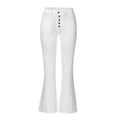 thumbnail image 5 of Karymi Wide Leg Pants Woman High Waist Multi Button Flare Jeans, Button Fly Belt Loops Full Length Bootcut Denim Trousers, Square Patch Front Pockets Workout Shorts Women, 5 of 6