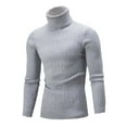 thumbnail image 4 of Handshe Men's High Neck Sweater, Solid Color Stretch Fit Slim Cable Knit Casual Long Sleeve Pullover for Daily Wear, Winter Layering,Plus Size, 4 of 4