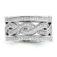 thumbnail image 4 of 925 Sterling Silver Rhodium-Plated Cubic Zirconia ( CZ ) 3 Piece Brilliant Embers Ring Set, 4 of 5