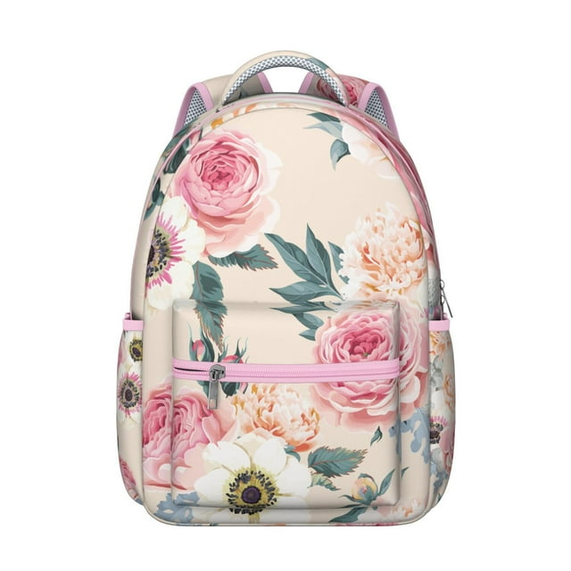 Floral and Leopard Print School Backpack for Students Durable, Adjustable Strap Students’s Bag with Tropical Flower and Leaves Design for Travel and Outdoor Use