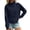 Navy blue, variant on Spring Fall Long Sleeve Women Solid Ribbed Henley Casual Crop Sweatshirt
