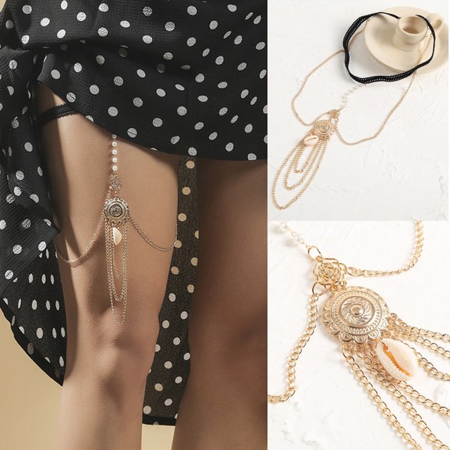 Cadena de pierna de perla de Metal multicapa larga personalizada, cadena elástica de tendencia creativa para mujer, joyería de cadena para el cuerpo Wmkox8yii fajkfhkj5495