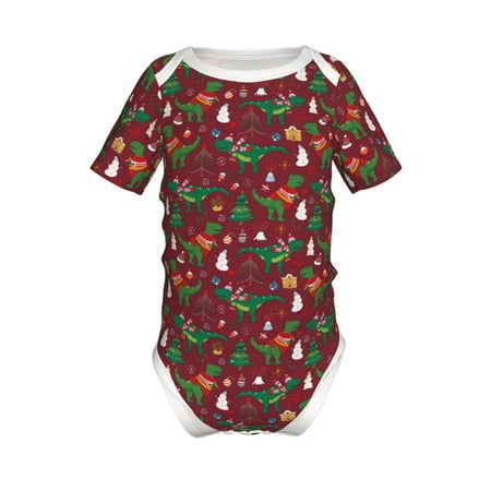 

Lukts Dinosaur Christmas Print Baby Short Sleeve Romper Onesie for Newborn Baby Boys and Girls-12 Months